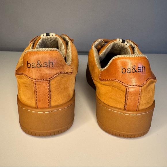 ba&sh Women’s Suede Cuba Perforated Platform Sneakers Camel Tan Size 37 / 7.5 US - Picture 5 of 13
